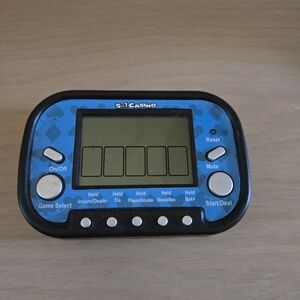 Vintage 5 In 1 Casino Handheld Electronic Card Game Sounds Tested & Works Poker